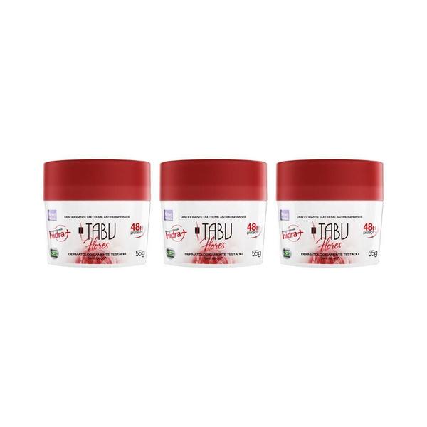 Imagem de Desodorante Creme Tabu 55G Flores - Kit Com 3Un