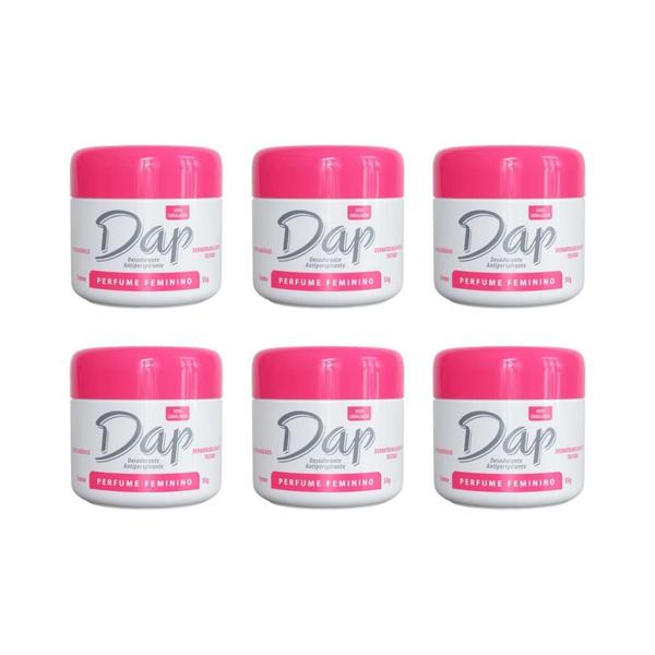 Imagem de Desodorante Dap Creme Pote Perfume Feminino 55G - Kit 6Un