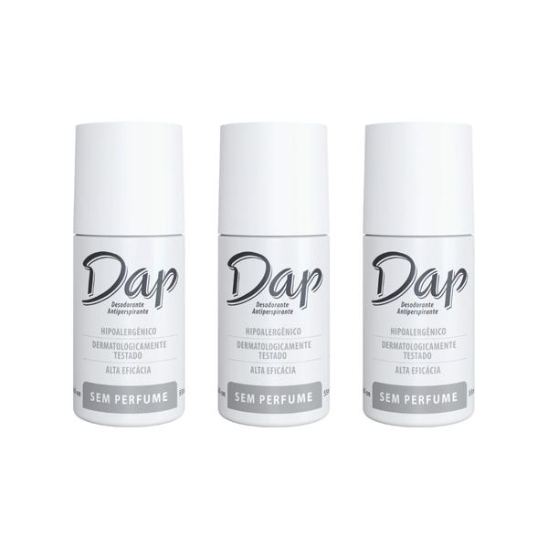 Imagem de Desodorante Dap Roll-on Sem Perfume 55ml - Kit C/ 3un