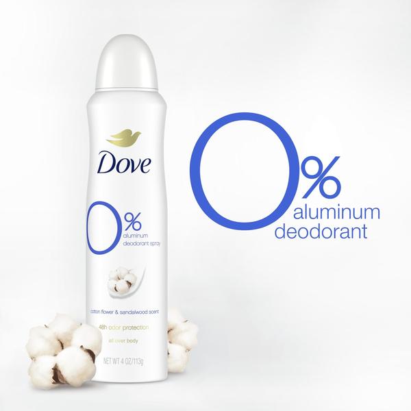 Imagem de Desodorante Dove 0% Alumínio em Spray Seco, Flor de Algodão e Sândalo