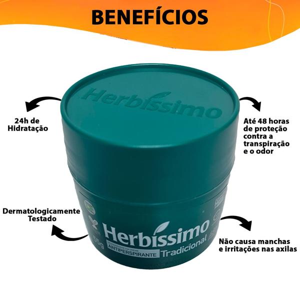 Imagem de Desodorante em Creme Herbíssimo Antitranspirante Tradicional Sem Álcool 55g (Kit com 12)