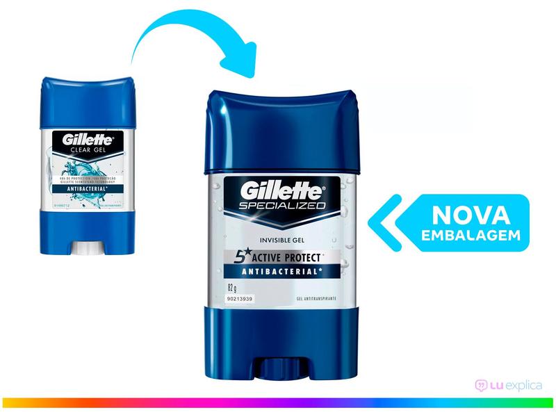 Imagem de Desodorante Gillette Roll On Gel Antitranspirante Masculino Antibacterial Invisible Gel 82g