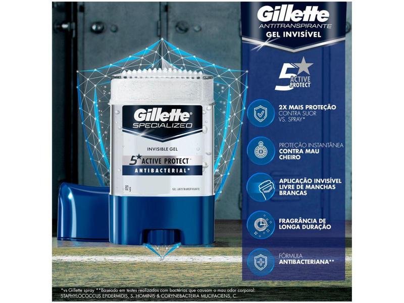 Imagem de Desodorante Gillette Roll On Gel Antitranspirante Masculino Antibacterial Invisible Gel 82g