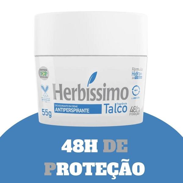 Imagem de Desodorante Herbíssimo Antiperspirante Talco em Creme com 48H de Proteção 55g