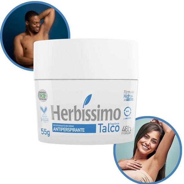 Imagem de Desodorante Herbíssimo Antiperspirante Talco em Creme com 48H de Proteção 55g