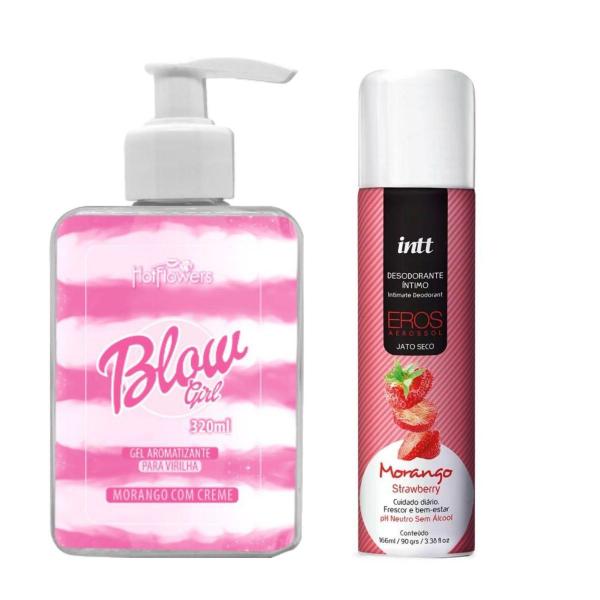 Imagem de Desodorante Intimo Feminino Morango Gel Blow Girl Creme Kit