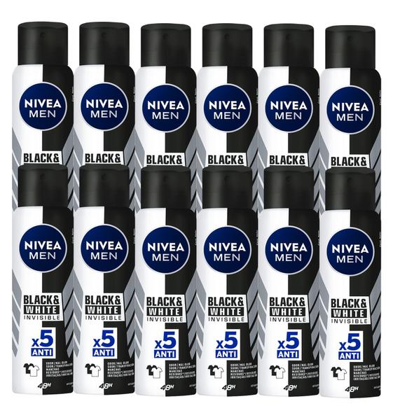 Imagem de Desodorante Invisible Black & White Nivea Men 150ml - 12 Unidades