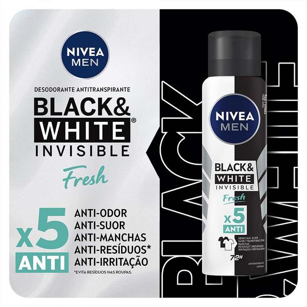 Imagem de Desodorante Masculino Aerosol NIVEA MEN - Invisible for Black & White Fresh