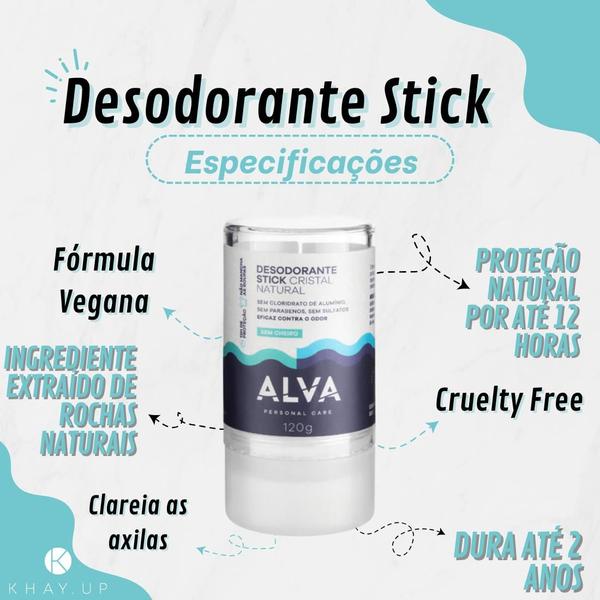 Imagem de Desodorante Natural - Alva - Cristal Vegano Stick 120g