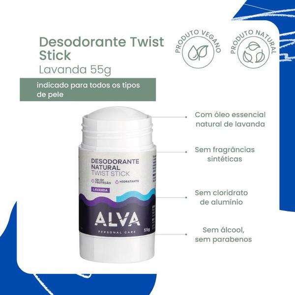 Imagem de Desodorante Natural Twist Lavanda 55g Alva Personal Care Sem alumínio