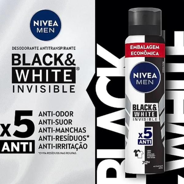 Imagem de Desodorante Nivea Aerosol Black e White Clear Men 200ml