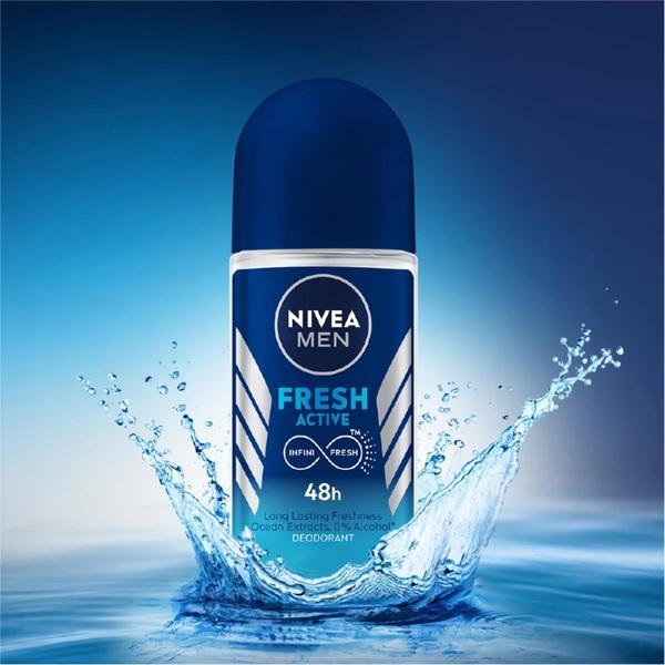 Imagem de Desodorante NIVEA Men Fresh Active Roll On 50mL 48h (pacote com 3)