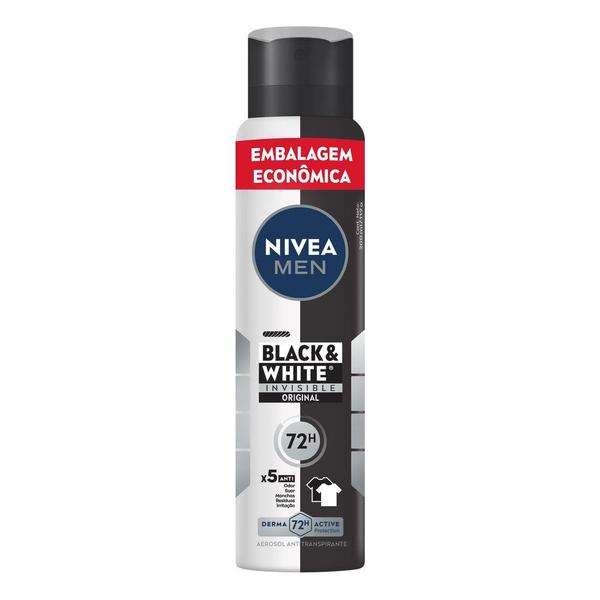 Desodorante Nivea Men Invisible Black & White Aerosol Antitranspirante 200ml Imagem de Desodorante Nivea Men Invisible Black & White Aerosol Antitranspirante 200ml