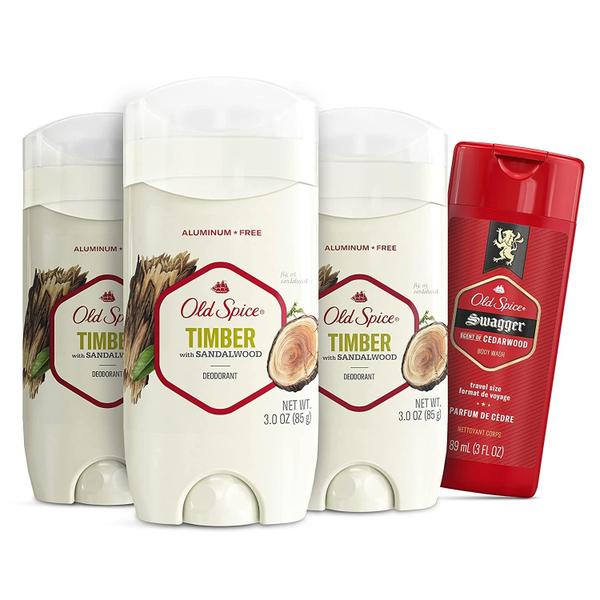 Imagem de Desodorante Old Spice Timber, livre de alumínio, 90 ml, pacote com 3