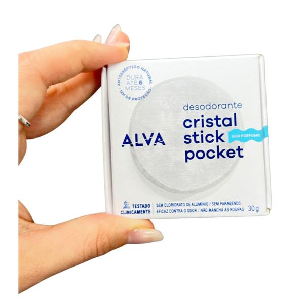 Imagem de Desodorante Pedra Cristal Stick Sem Perfume Natural Alva 30g