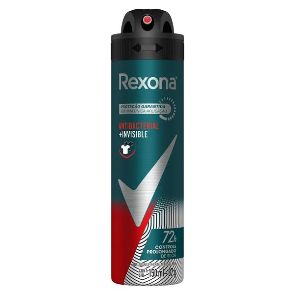 Imagem de Desodorante Rexona Antibacterial e Invisible Masculino Aerosol Antitranspirante 72 horas 150ml