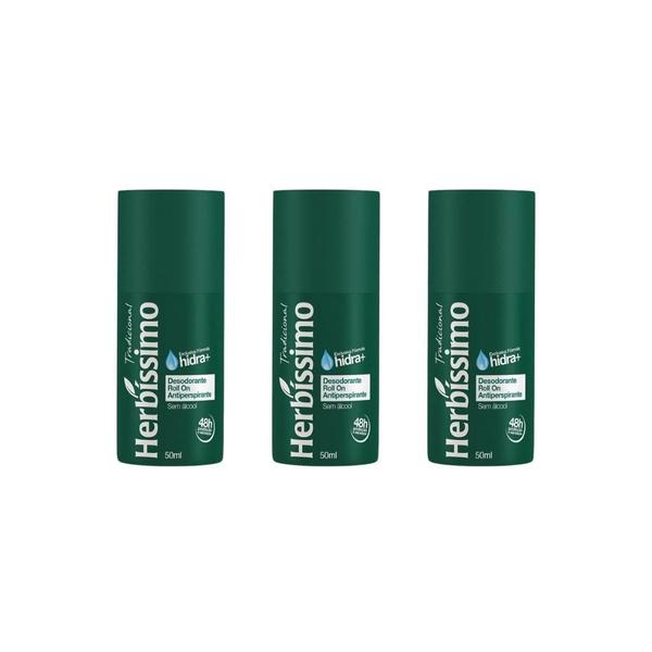 Imagem de Desodorante Roll-On Herbíssimo Tradicional 50Ml - Kit 3Un