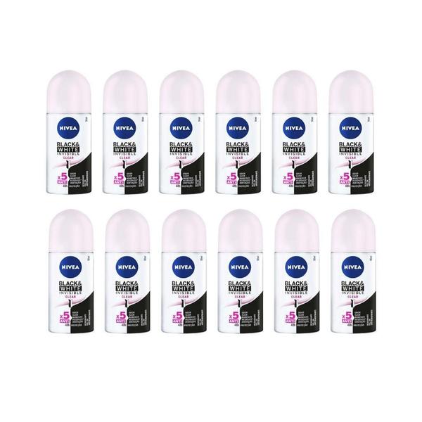 Imagem de Desodorante Roll-On Nivea 50Ml Fem Invisible Clear- Kit 12Un