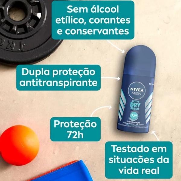 Imagem de Desodorante Roll-on Nivea 50ml Masc Dry Fresh - Kit C/ 12un