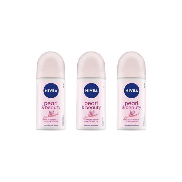 Imagem de Desodorante Roll-on Nivea 50ml Pearl Beauty - Kit C/ 3un