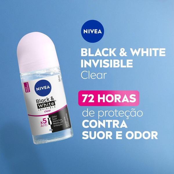 Imagem de Desodorante Roll On Nivea Invisible Black & White Clear 50ml