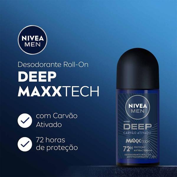 Imagem de Desodorante Roll-on Nivea Men Deep MaxxTech Carvão Ativado