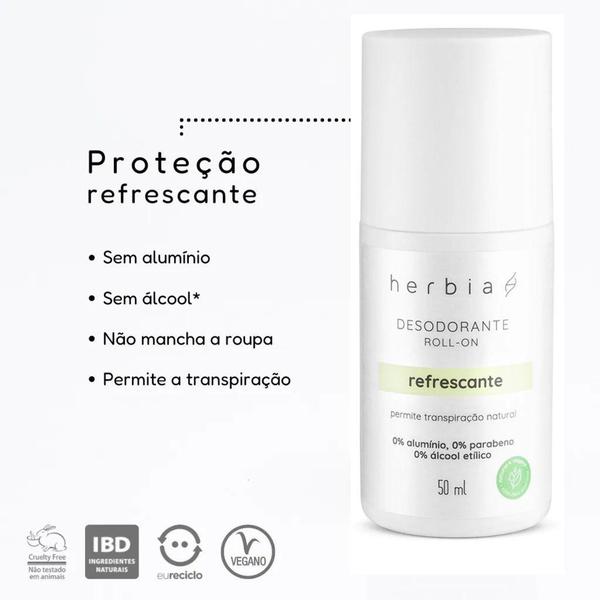 Imagem de Desodorante roll-on refrescante natural e vegano Herbia 50ml