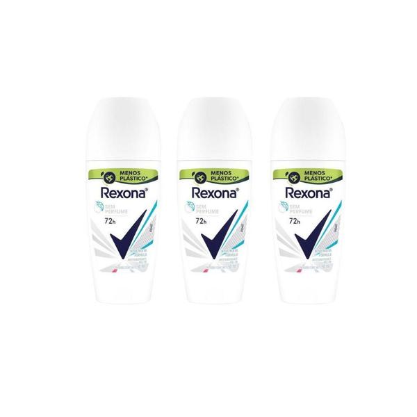 Imagem de Desodorante Roll-On Rexona 50Ml Fem Sem Perfume Kit Com 3Un