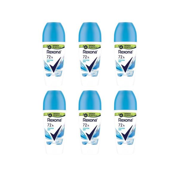 Imagem de Desodorante Roll-on Rexona 50ml Feminino Cotton - Kit C/6un