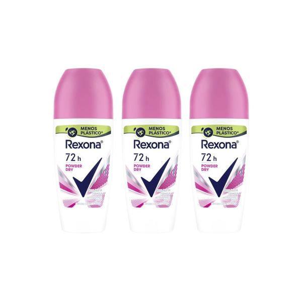 Imagem de Desodorante Roll-on Rexona 50ml Feminino Powder - Kit C/3und