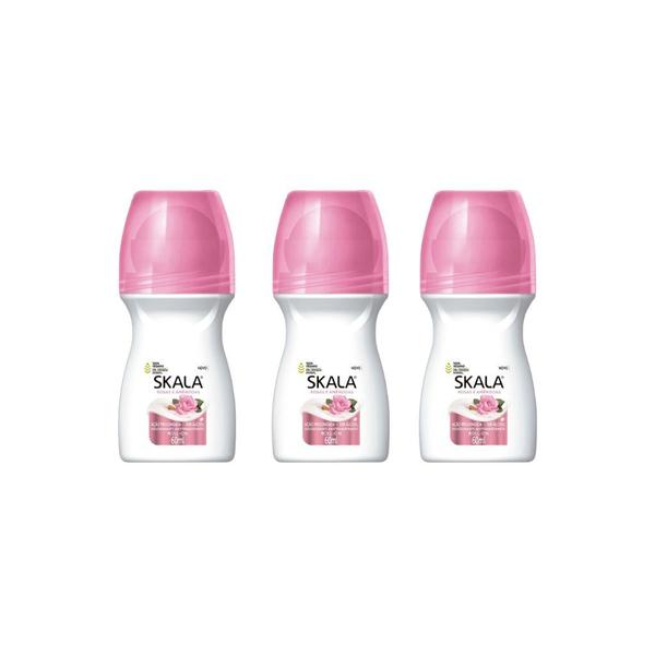 Imagem de Desodorante Roll-on Skala 60ml Feminino Rosas - Kit C/ 3un