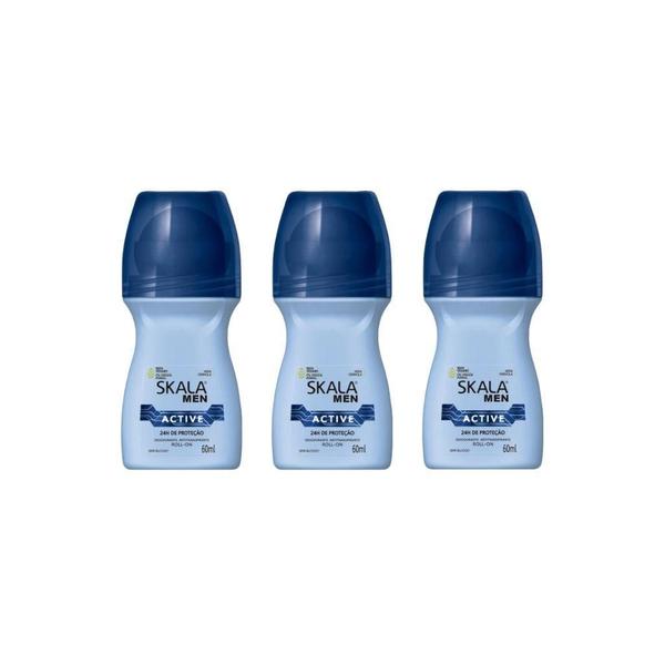 Imagem de Desodorante Roll-On Skala 60Ml Masculino Active - Kit 3Un