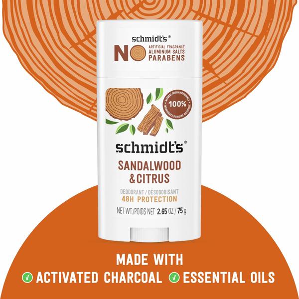 Imagem de Desodorante Schmidt's Sandalwood & Citrus 75 ml, 4 unidades