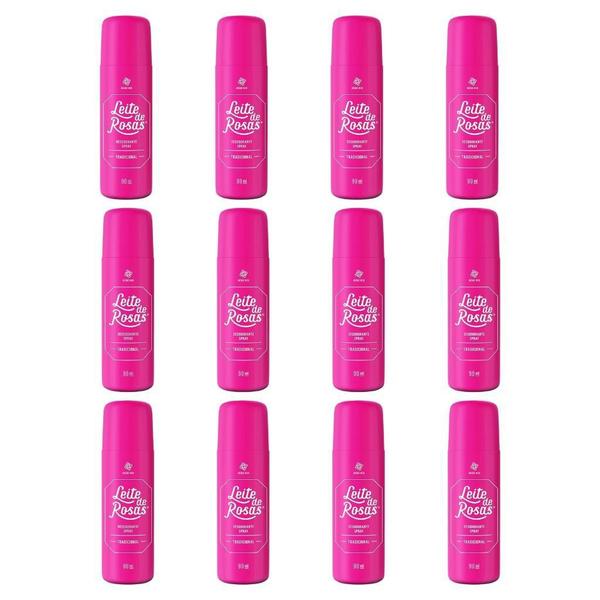 Imagem de Desodorante Spray Leite De Rosas 90Ml - Kit Com 12Un