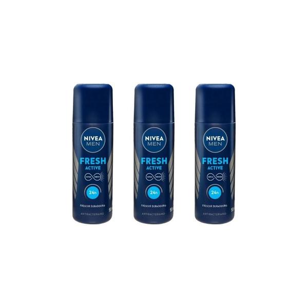 Imagem de Desodorante Spray Nivea Masculino Fresh 90Ml-Kit C/3Un