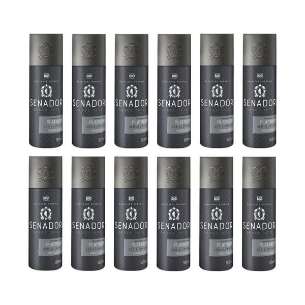 Imagem de Desodorante Spray Senador Platinum 90Ml - Kit Com 12Un