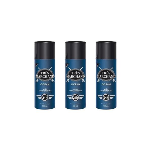 Imagem de Desodorante Spray Tres Marchand 100Ml Ocean-Kit C/3Un