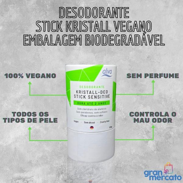 Imagem de Desodorante Stick Kristall Sensitivo Vegano Biodegradável 120g Kit com 2