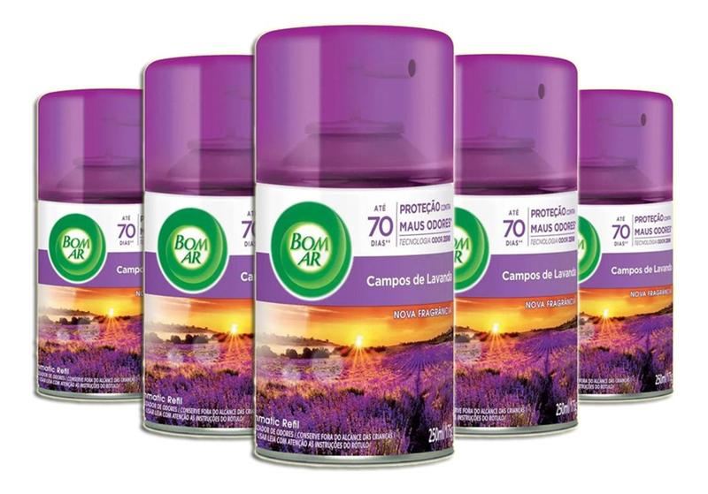 Imagem de Desodorizante Bom Ar Ar Wick Campos De Lavanda 250ml Kit 5