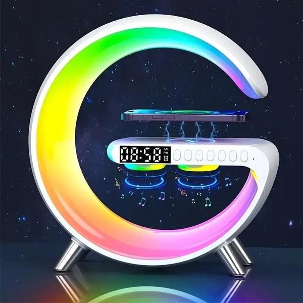 Imagem de Despertador Com Luz Noturna RGB Alto-falante Bluetooth 15W Almofada De Carregador Sem Fio Para