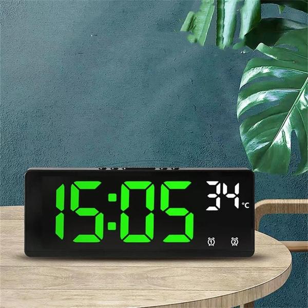 Imagem de Despertador Digital com Controle de Voz e Display de Temperatura - LED, Snooze, 12/24H e Modo Noturno