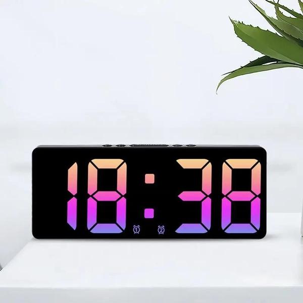 Imagem de Despertador Digital Com Controle De Voz LED Modo Noturno Snooze Temperatura Anti-Disturb 12/24H