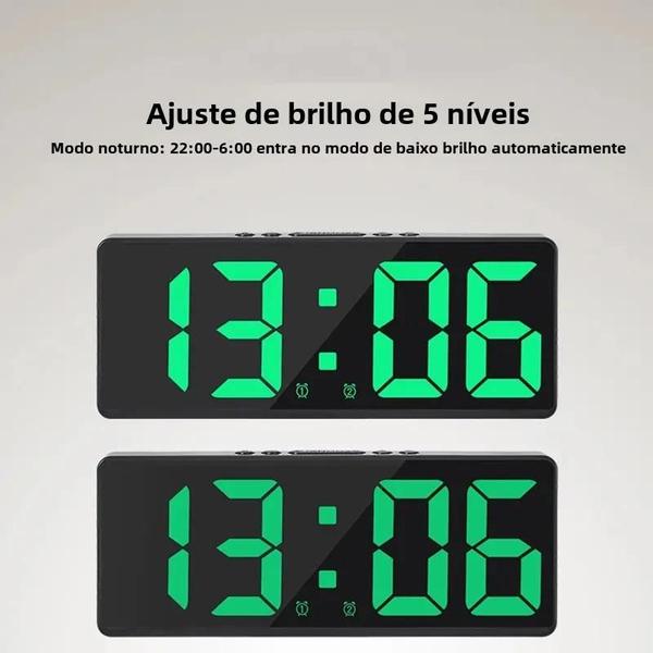 Imagem de Despertador Digital LED com Controle de Voz, Temperatura, Snooze e Modo Noturno (12/24h)