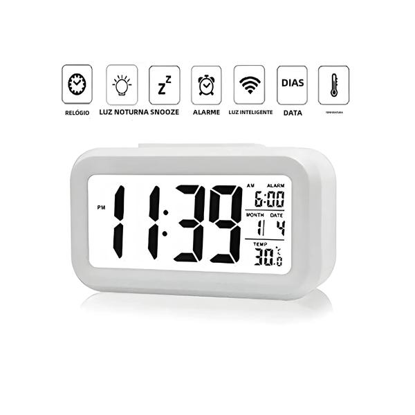 Imagem de Despertador Digital LED com Luz de Fundo, Snooze, Data, Hora e Calendário - Relógio de Mesa Multifuncional