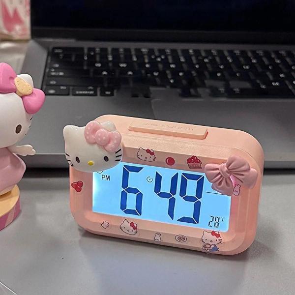 Despertador Hello Kitty Noctilucente - Mini Ornamento para Mesa de Dormitório