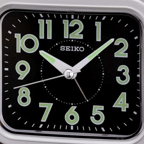 Imagem de Despertador SEIKO Nori Bedroom, caixa quadrada preta, 9x5cm