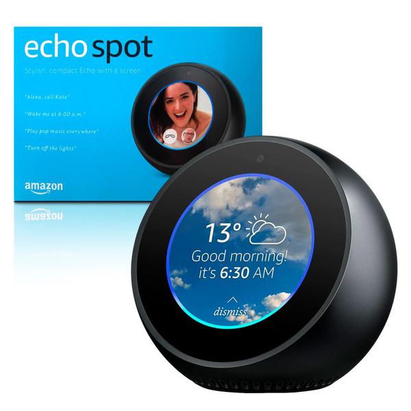 Despertador Smart Echo Spot Com Alexa Preto VN94DQ Amazon Relogio Despertador Magazine route.pmdStoreName