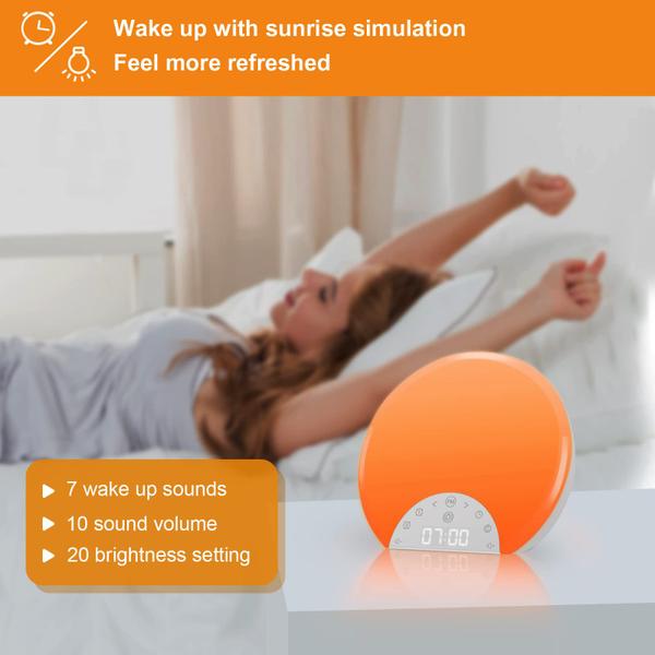Imagem de Despertador Sunrise Clock ANTDALIS Wake Up Light para crianças e adultos