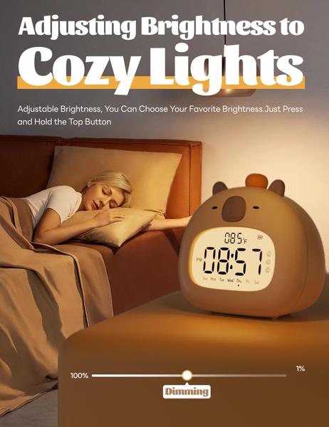 Imagem de Despertador WANIDEA Cute Capybara Kids Timer Snooze Light