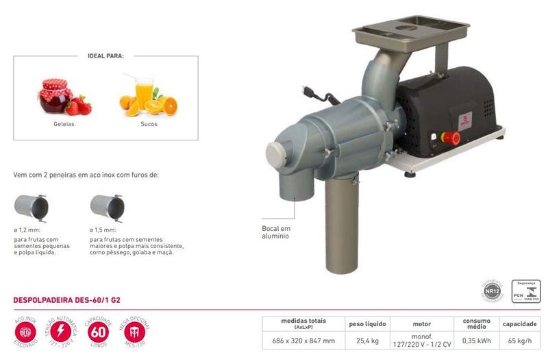 Imagem de Despolpadeira De Frutas Profissional 60 Litros Des-60 Braesi